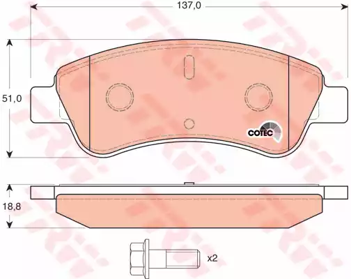 Комплект тормозных колодок дискового тормоз cotec TRW GDB1463