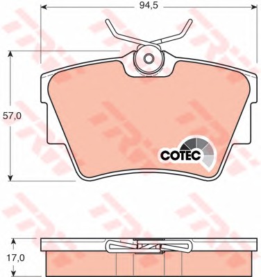 Комплект тормозных колодок дискового тормоз cotec TRW GDB1479