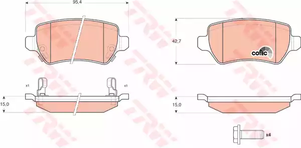 Комплект тормозных колодок дискового тормоза TRW GDB1515