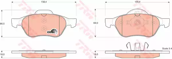 Комплект тормозных колодок дискового тормоз cotec TRW GDB1540