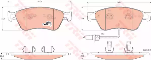 Комплект тормозных колодок дискового тормоз cotec TRW GDB1553