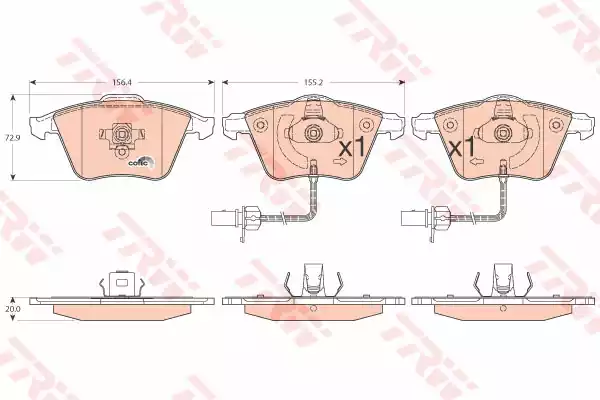 Комплект тормозных колодок дискового тормоз cotec TRW GDB1554