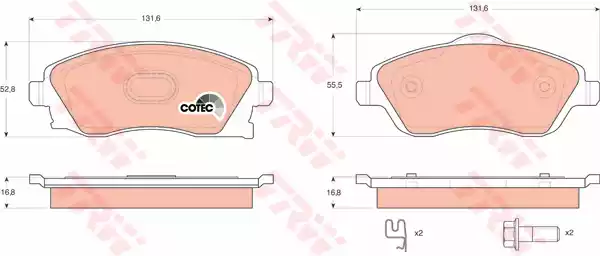 Комплект тормозных колодок дискового тормоз cotec TRW GDB1570