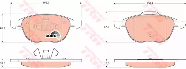 Комплект тормозных колодок дискового тормоз cotec TRW GDB1583