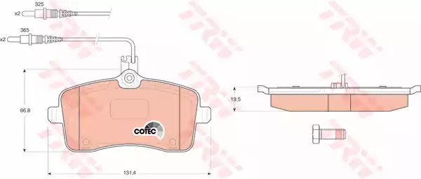 Комплект тормозных колодок дискового тормоз cotec TRW GDB1594
