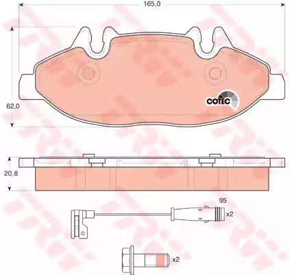 Комплект тормозных колодок дискового тормоз cotec TRW GDB1600
