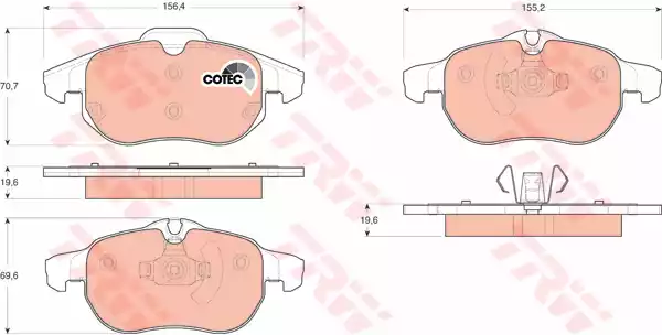 Комплект тормозных колодок дискового тормоз cotec TRW GDB1613