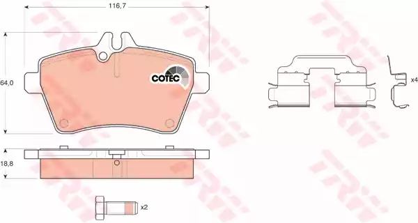 Комплект тормозных колодок дискового тормоз cotec TRW GDB1629