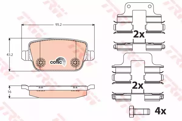Комплект тормозных колодок дискового тормоз cotec TRW GDB1709