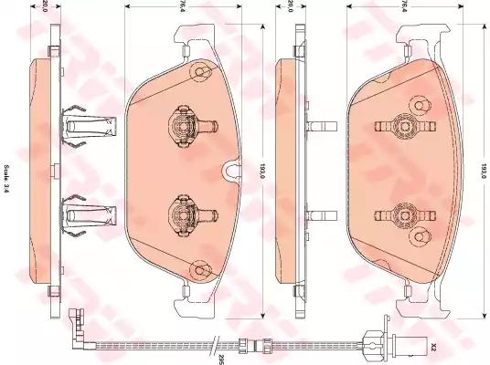 Комплект тормозных колодок дискового тормоз cotec TRW GDB1884
