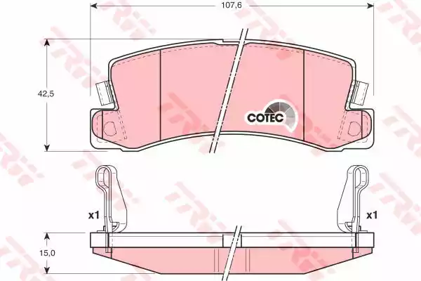 Комплект тормозных колодок дискового тормоз cotec TRW GDB3164