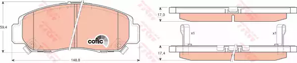 Комплект тормозных колодок дискового тормоз cotec TRW GDB3268