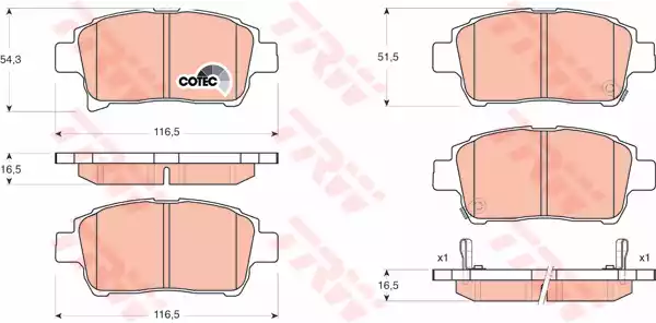 Комплект тормозных колодок дискового тормоз cotec TRW GDB3317