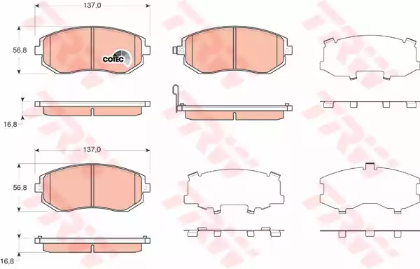 Комплект тормозных колодок дискового тормоз cotec TRW GDB3371