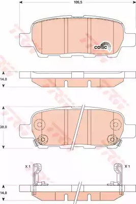 Комплект тормозных колодок дискового тормоз cotec TRW GDB3507