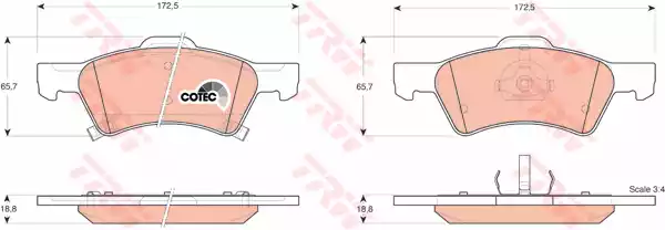 Комплект тормозных колодок дискового тормоз cotec TRW GDB4129