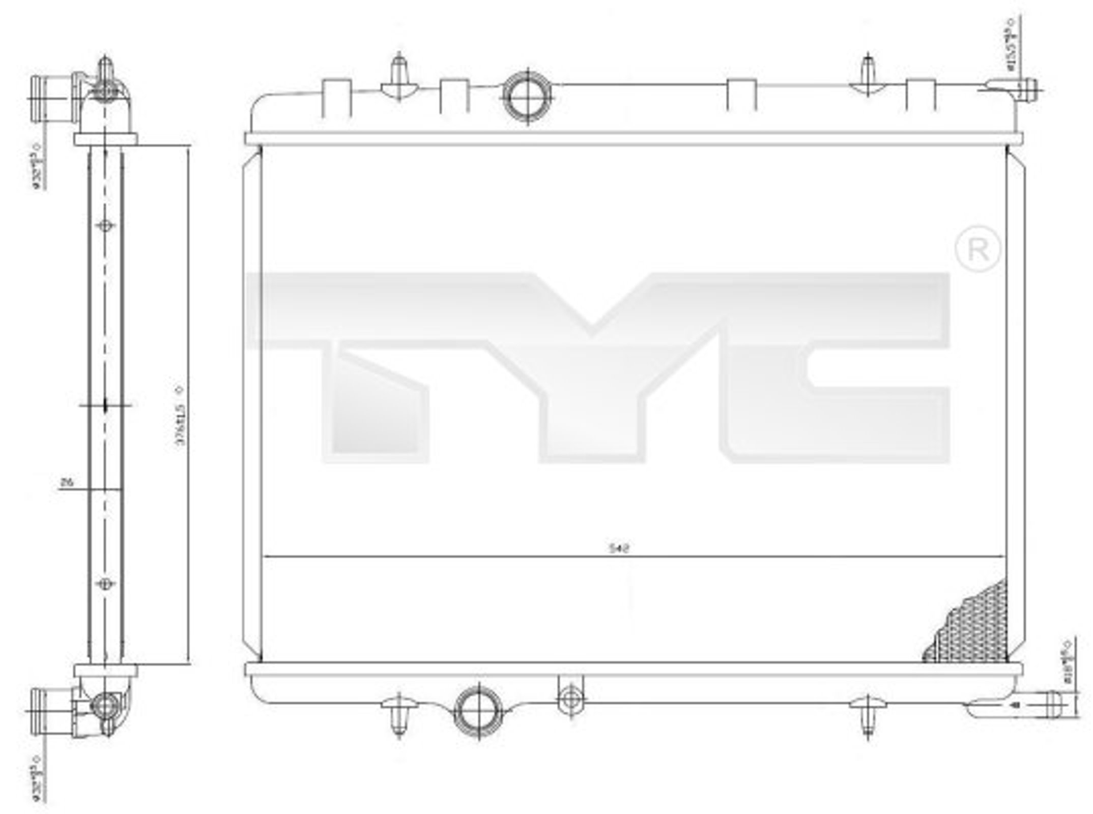 Радиатор системы охлаждения TYC 705-0027