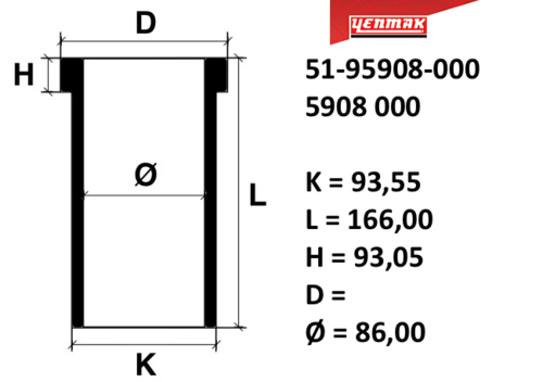 Гильза цилиндра YENMAK 51-95908-000