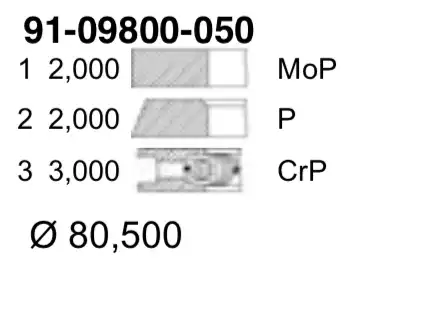 Кольца двс поршневые (к-т на 1 поршень) YENMAK 91-09800-050
