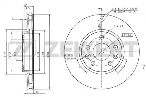 Bs-6570 диск тормозной перед. renault captur ii 20- megane iv 15- talisman 15- ZEKKERT BS-6570