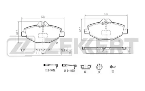 Bs2926 колодки торм. диск. передн. с датчиком mb e-class (211) 02 ZEKKERT BS2926