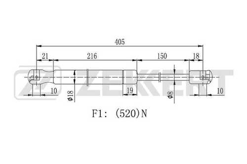 Gf2314 пружина газовая багажника audi tt 98- ZEKKERT GF2314
