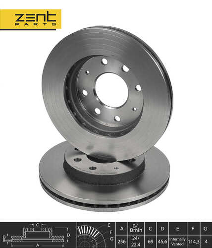Z06062 диск тормозной передний ZENTPARTS Z06062