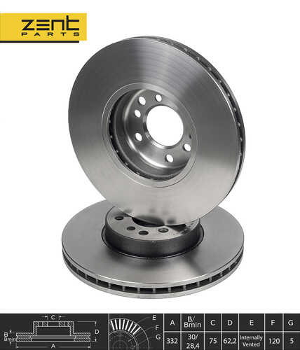 Z06075 диск тормозной передний ZENTPARTS Z06075