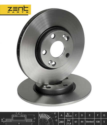 Z06195 диск тормозной передний ZENTPARTS Z06195
