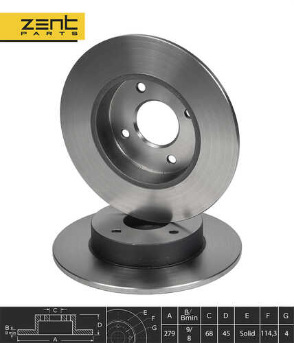 Z06219 диск тормозной задний ZENTPARTS Z06219