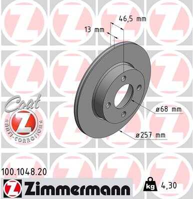 Тормозные диски ZIMMERMANN 100.1048.20