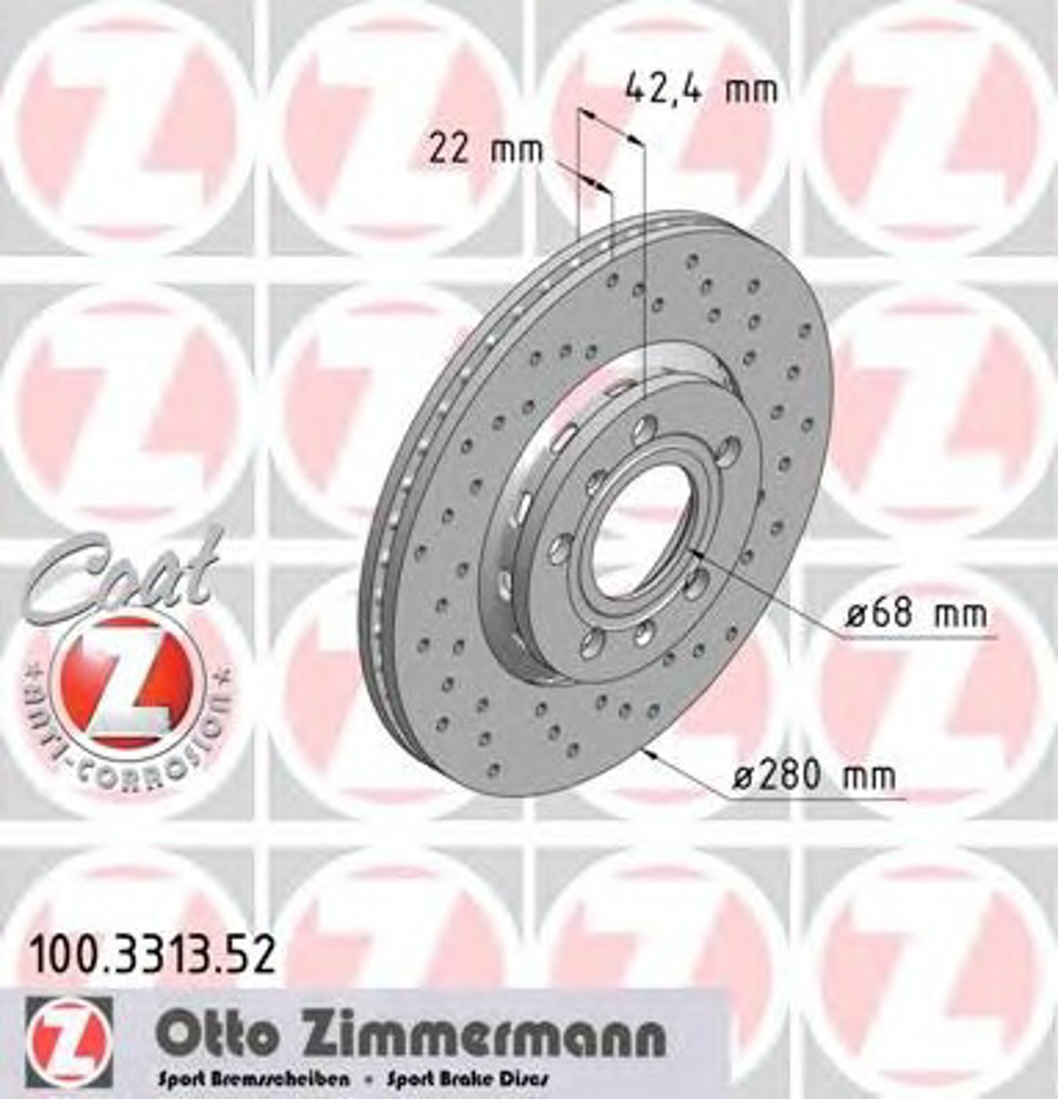 Диск тормозной ZIMMERMANN 100.3313.52