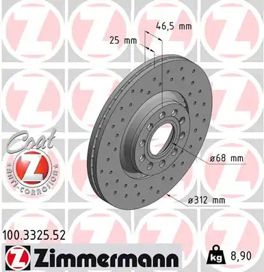 Тормозные диски ZIMMERMANN 100.3325.52