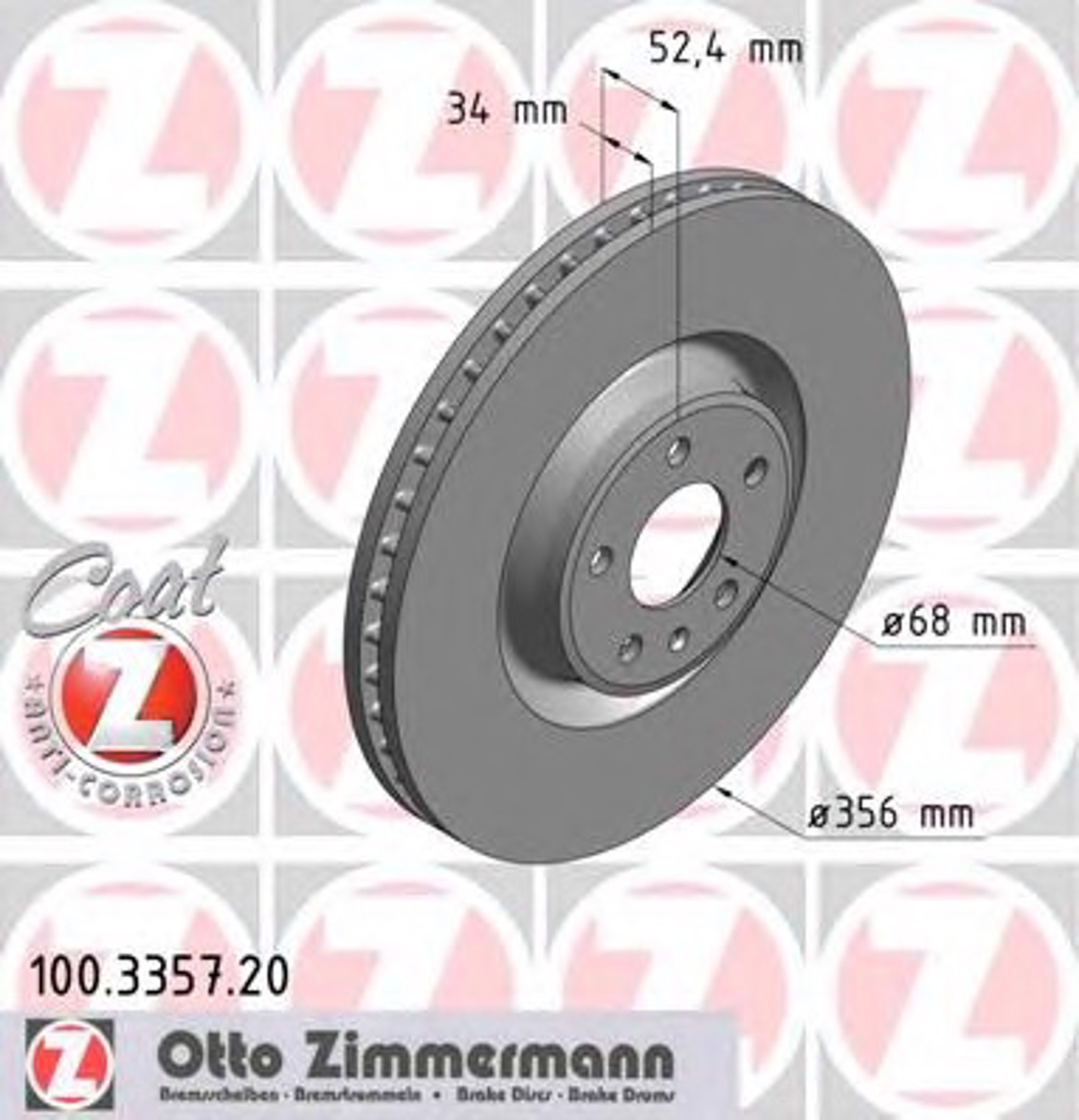 Тормозные диски ZIMMERMANN 100.3357.20