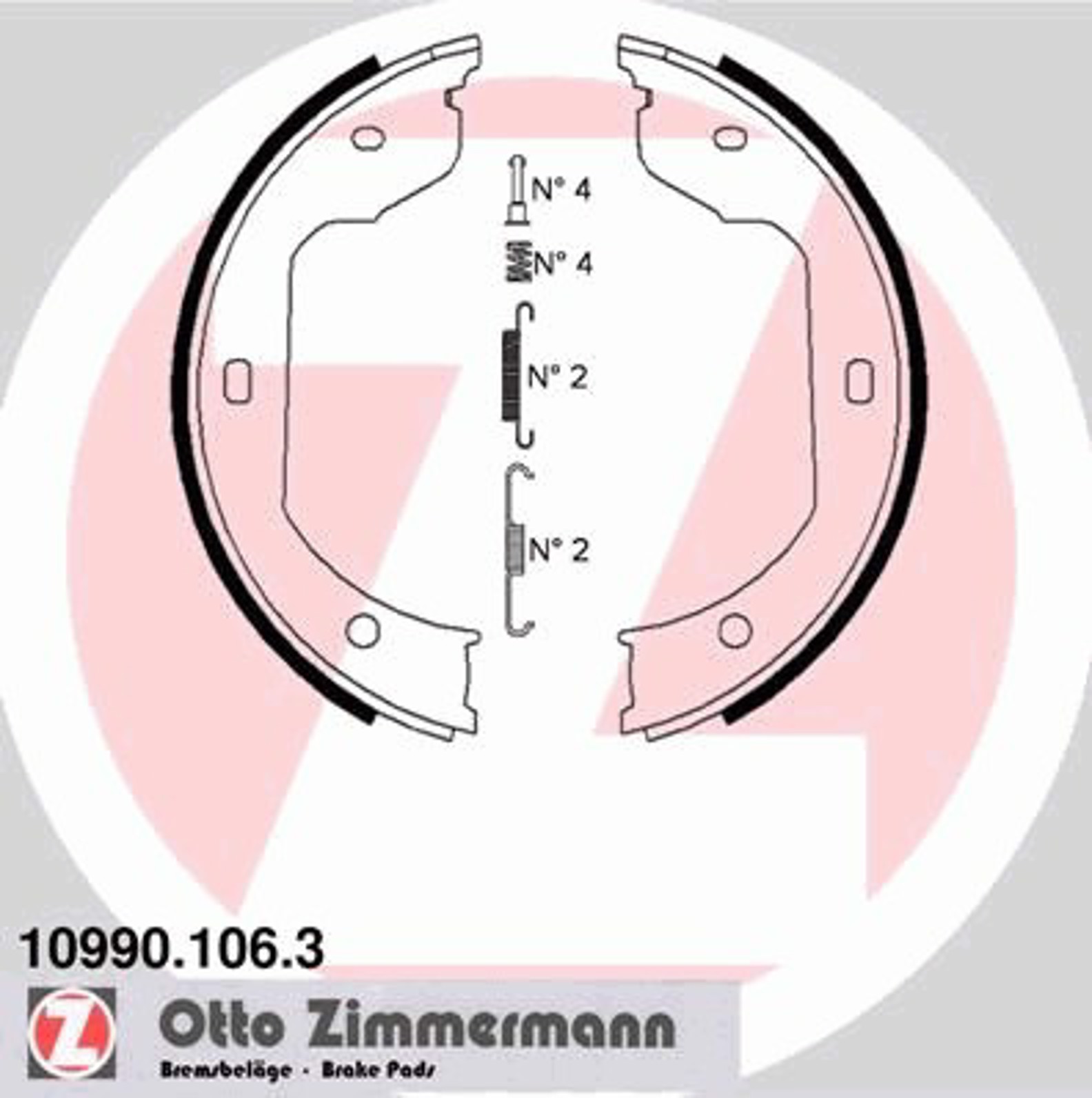 Колодки ручника ZIMMERMANN 10990.106.3