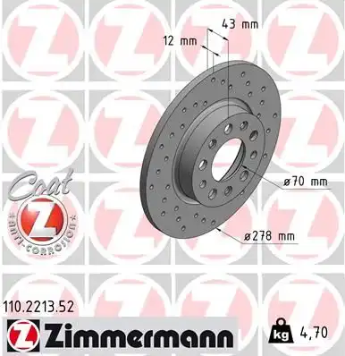 Диск тормозной ZIMMERMANN 110.2213.52
