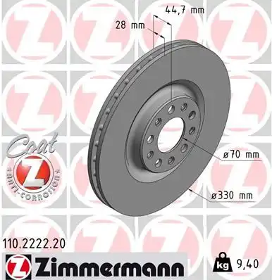Диск тормозной ZIMMERMANN 110.2222.20