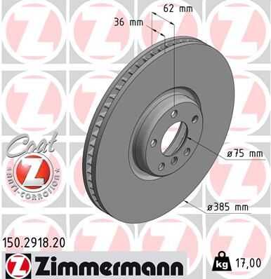 Диск тормозной ZIMMERMANN 150.2918.20