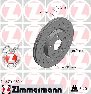 Тормозные диски ZIMMERMANN 150.2927.52
