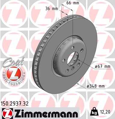 Диск тормозной ZIMMERMANN 150.2937.32