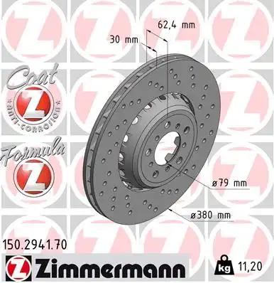 Диск торм bmw 234 пер formula z прав вент 380х30 ZIMMERMANN 150.2941.70