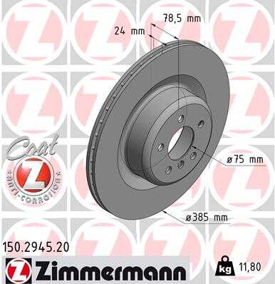 Диск торм bmw f15/f85/e71/e72/f16/f86 09- зад вент (не составной диск) ZIMMERMANN 150.2945.20