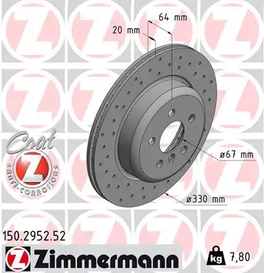 Диск тормозной ZIMMERMANN 150.2952.52