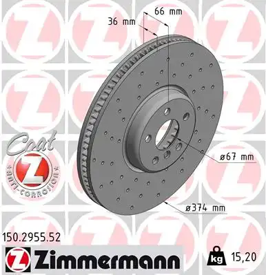 Диск тормозной ZIMMERMANN 150.2955.52