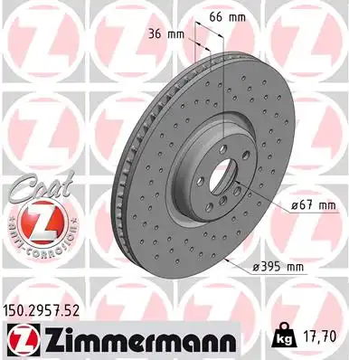 Диск тормозной ZIMMERMANN 150.2957.52