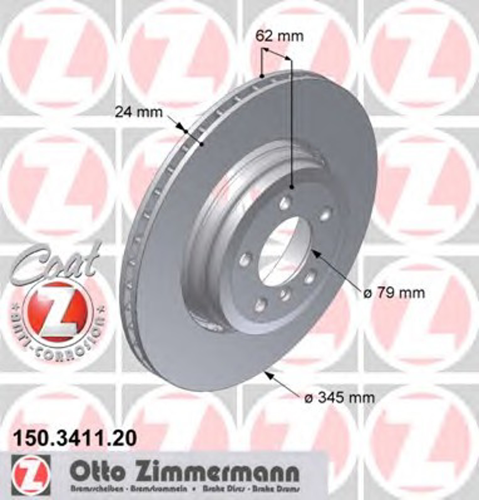 Диск тормозной ZIMMERMANN 150.3411.20