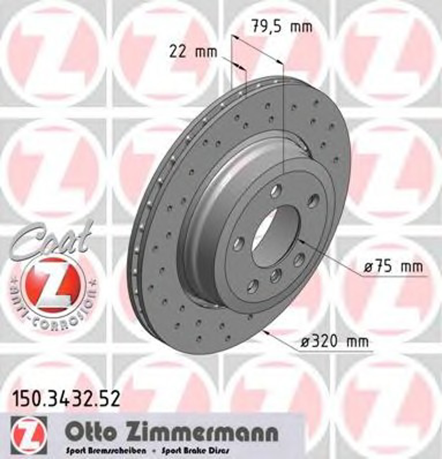 Диск тормозной ZIMMERMANN 150.3432.52