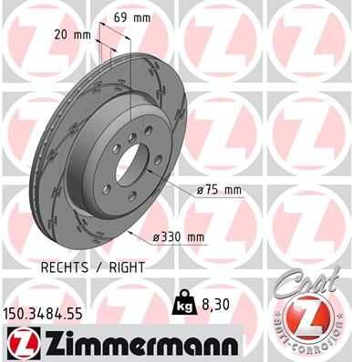 Диск торм bmw 5 f10/f11 зад прав black z 330x20 ZIMMERMANN 150.3484.55