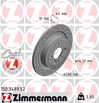 Диск тормозной ZIMMERMANN 150.3489.52