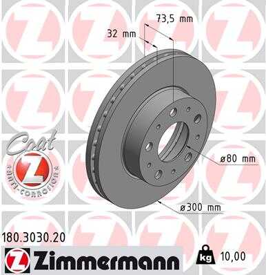 Тормозные диски ZIMMERMANN 180.3030.20